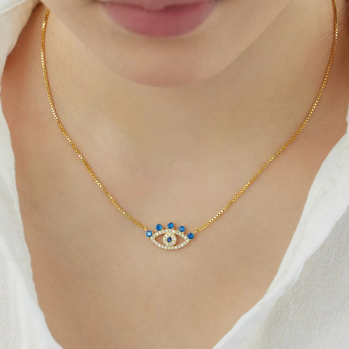 925 Silver Evil Eye CZ Pendant Necklace DY190765 product image 6
