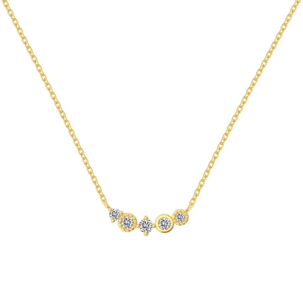 Hot Selling 18K Gold Plated S925 Sterling Silver Necklace Cz Cubic Zircon Star Round Irregularity Charm Necklaces Jewelry