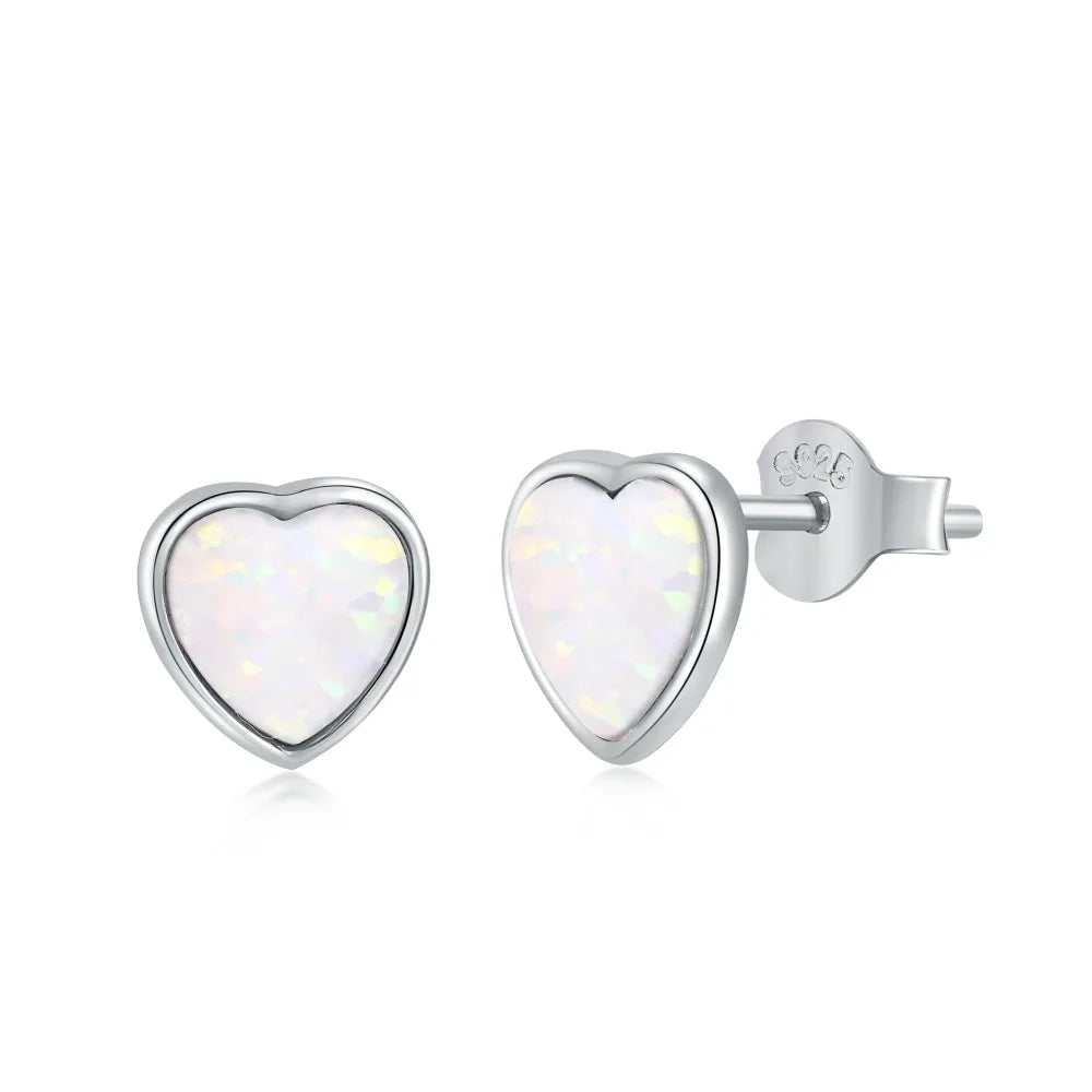 KAKODIY 925 Sterling Silver Blue Pink Square Zircon Jewelry Gift Custom Colored Heart Opal Earrings Women - product image 6