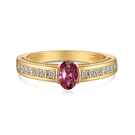 925 Sterling Silver Ruby CZ Engagement Ring by KAKODIY