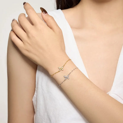 925 Silver Butterfly 5A CZ Chain Bracelet DY150664 product image 2