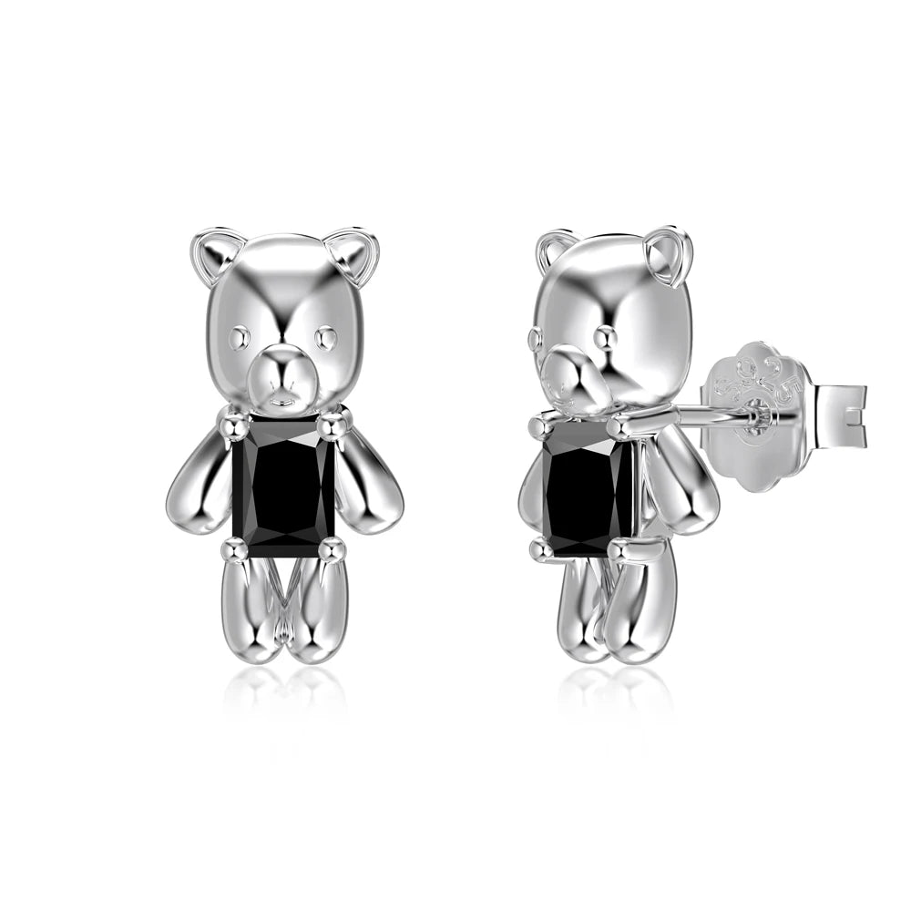 KAKODIY Cute Glamour Design Fashion Accessories Rhodium Plated 925 Sterling Silver 5A Cubic Zirconia Bear Stud Earrings Daily Life