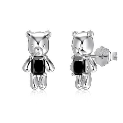 KAKODIY Cute Glamour Design Fashion Accessories Rhodium Plated 925 Sterling Silver 5A Cubic Zirconia Bear Stud Earrings Daily Life
