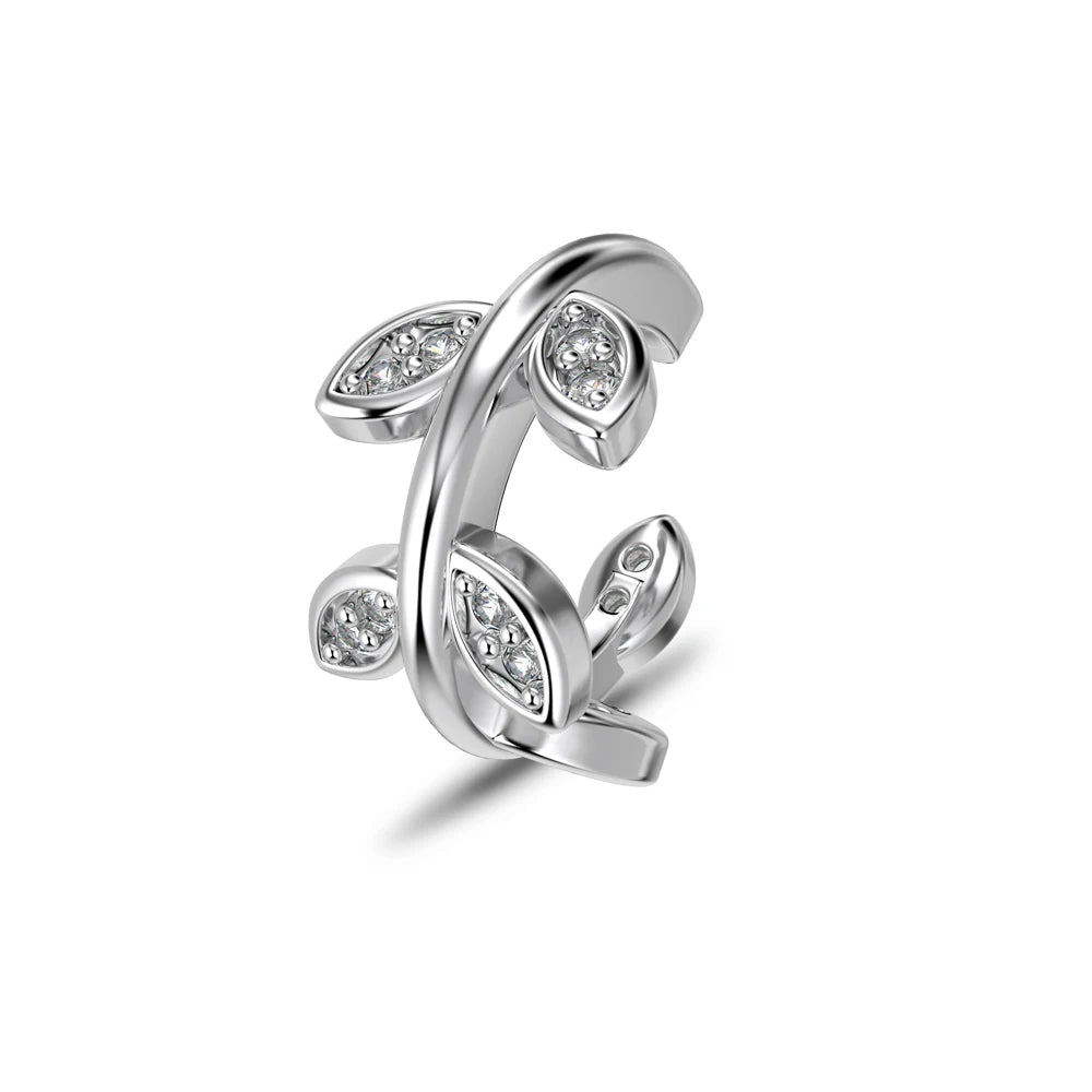 925 Sterling Silver Fine Jewelry Cute Leaf Shape Ear Cuff Earring Small Cz Diamond 18K Gold Plated Clip on Earrings Women