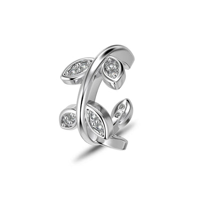 925 Sterling Silver Fine Jewelry Cute Leaf Shape Ear Cuff Earring Small Cz Diamond 18K Gold Plated Clip on Earrings Women