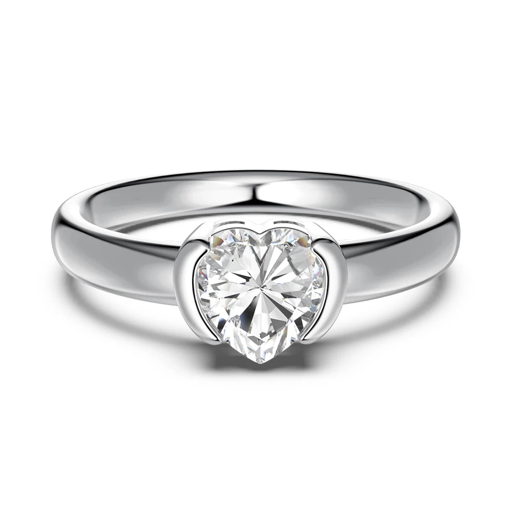 Simplicity Design Dainty Jewelry Manufacturer Sterling Silver Wedding Band Heart Shape 5A Zirconia Promise Engagement Ring