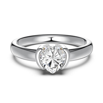Simplicity Design Dainty Jewelry Manufacturer Sterling Silver Wedding Band Heart Shape 5A Zirconia Promise Engagement Ring