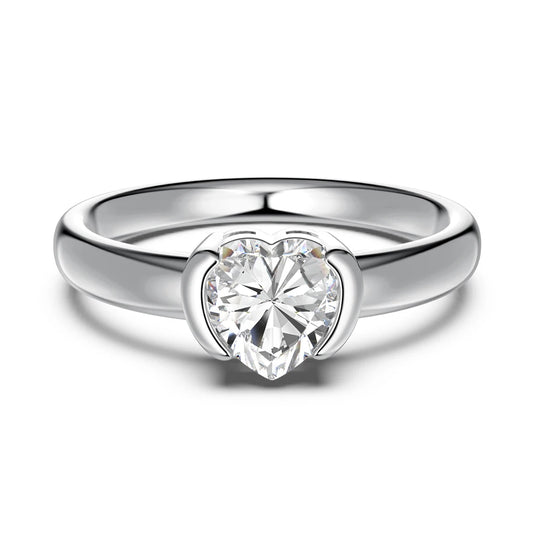 Simplicity Design Dainty Jewelry Manufacturer Sterling Silver Wedding Band Heart Shape 5A Zirconia Promise Engagement Ring