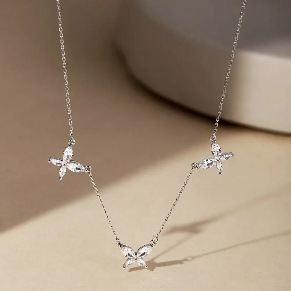 925 Silver Butterfly CZ Pendant Necklace DY190490 product image 4