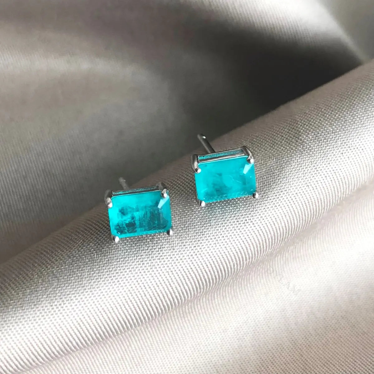 KAKODIY Classic Design Boutique Jewelry Rhodium Plated 925 Sterling Silver Rectangular Emerald Cut 5A Cubic Zirconia Stud Earrings Women - product image 2