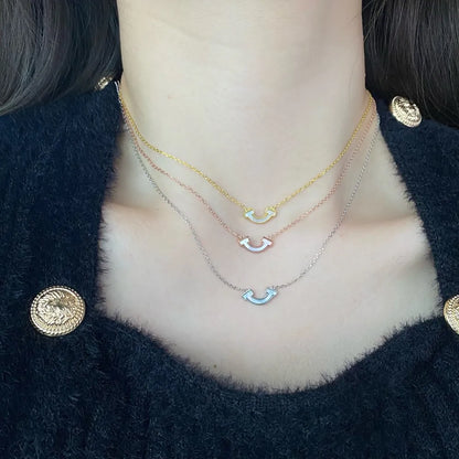 Trendy Sterling Silver Smile Shell Pendant Statement Gold Plated Stackable Necklaces Chain Women S925 Necklace