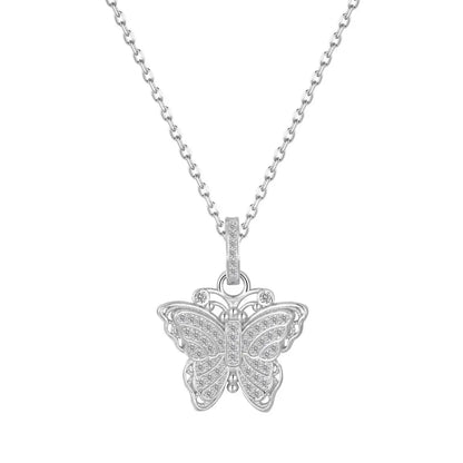22K Gold Plated  Cz Cubic Zirconia Butterfly Pendant Necklaces Jewelry Women
