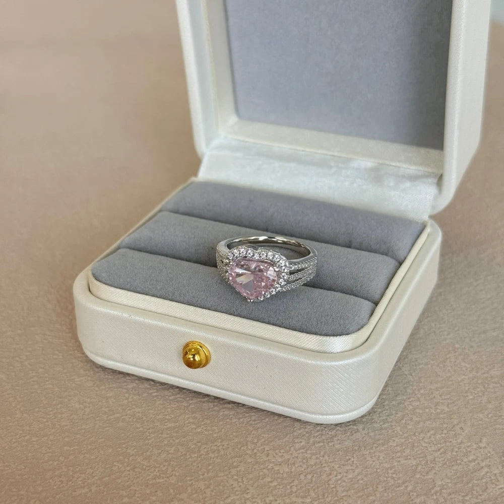 OEM ODM Smart Jewelry Manufacturer S925 Silver Eternity Band Heart Love 8A Cubic Zirconia Wedding Engagement Bridal Rings