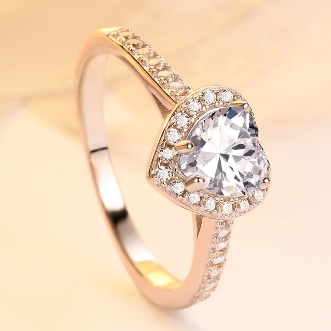 925 Silver Heart CZ Engagement Ring TL120016 product image 2