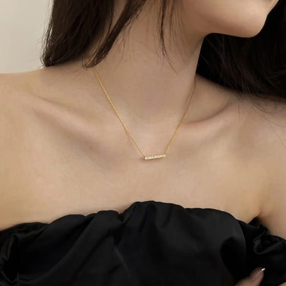New Design 925 Silver Fine Jewelry 18K Gold Plated Rectangle Necklace Bling Cz Elegant Long Bar Pendant Necklaces for Women