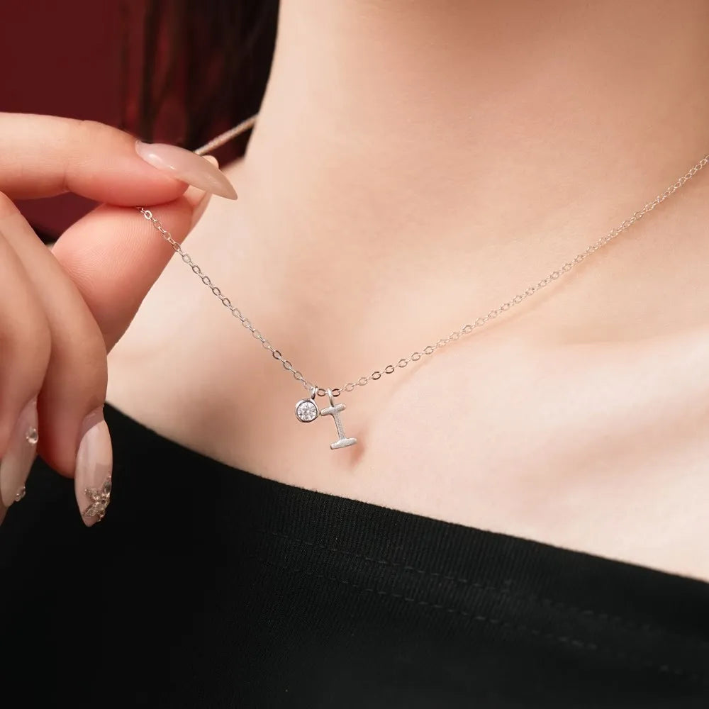 925 Sterling Silver I Initial CZ Necklace product image 3
