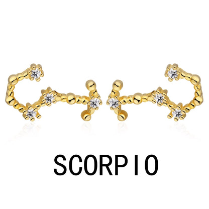 KAKODIY Aquarius Stud Earrings with Zircon 925 Sterling Silver Stud Christmas Gift Luxury Earrings Fashion