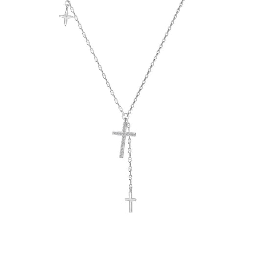 925 Sterling Silver Cross 5A CZ Pendant Necklace by KAKODIY