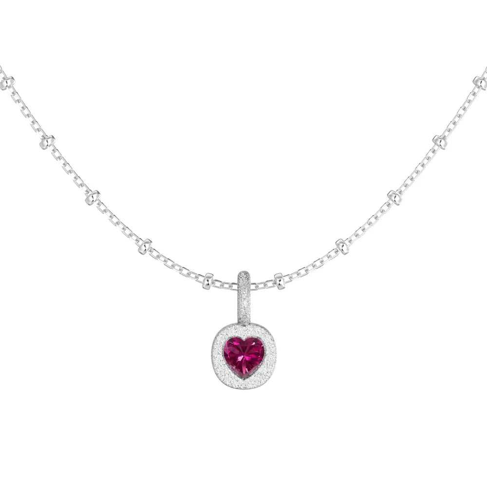 925 Silver Heart 5A CZ Pendant Necklace DY191870 by KAKODIY