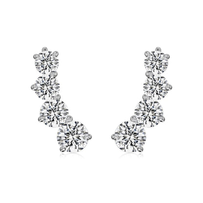 Classic Design Women Fashion Fine Jewelry Wholesale S925 Silver 5A Cubic Zirconia Baguette Circle Bar Shape Stud Earrings