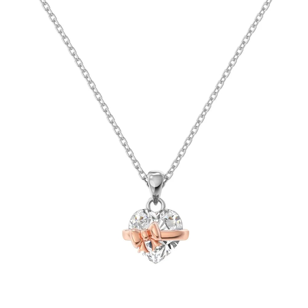 Merry Christmas Happy New Year Xmas Festival Gift Jewelry S925 Silver Link Chain 5A Zirconia Heart Shape Pendant Necklaces