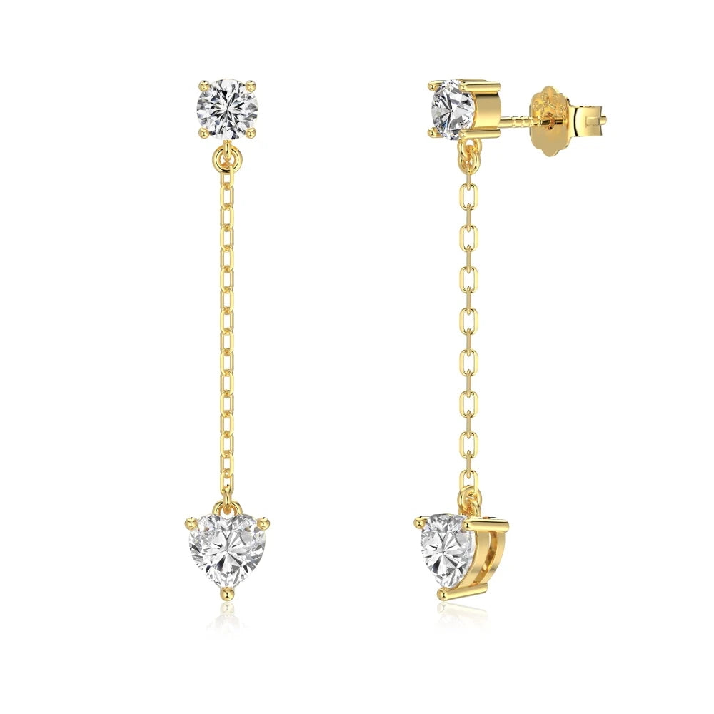 KAKODIY Charm Boutique Fashion Accessories 925 Sterling Silver Earrings Tassel 5A Cubic Zirconia Love Stud Earrings Lady Gift Daily