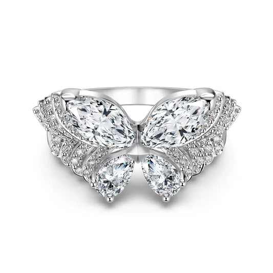 925 Sterling Silver Butterfly Engagement Ring by KAKODIY