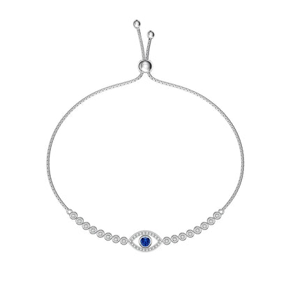 Custom Fine Jewelry Blue Zirconia Diamond Bracelet 925 Sterling Silver Devil Eye Tennis Chain Adjustable Bracelets Women