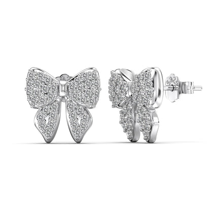 KAKODIY New Design Sterling Silver Christmas Collection Rhodium 18K Gold Plated 5A Cubic Zirconia Butterfly Bow Stud Earrings