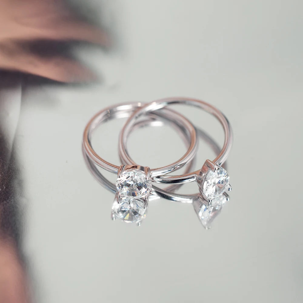 Dainty Fine Fashion Women Rings S925 Silver Crossed 2-Layers Double 5A Cubic Zirconia Wedding Promise Engagement Rings