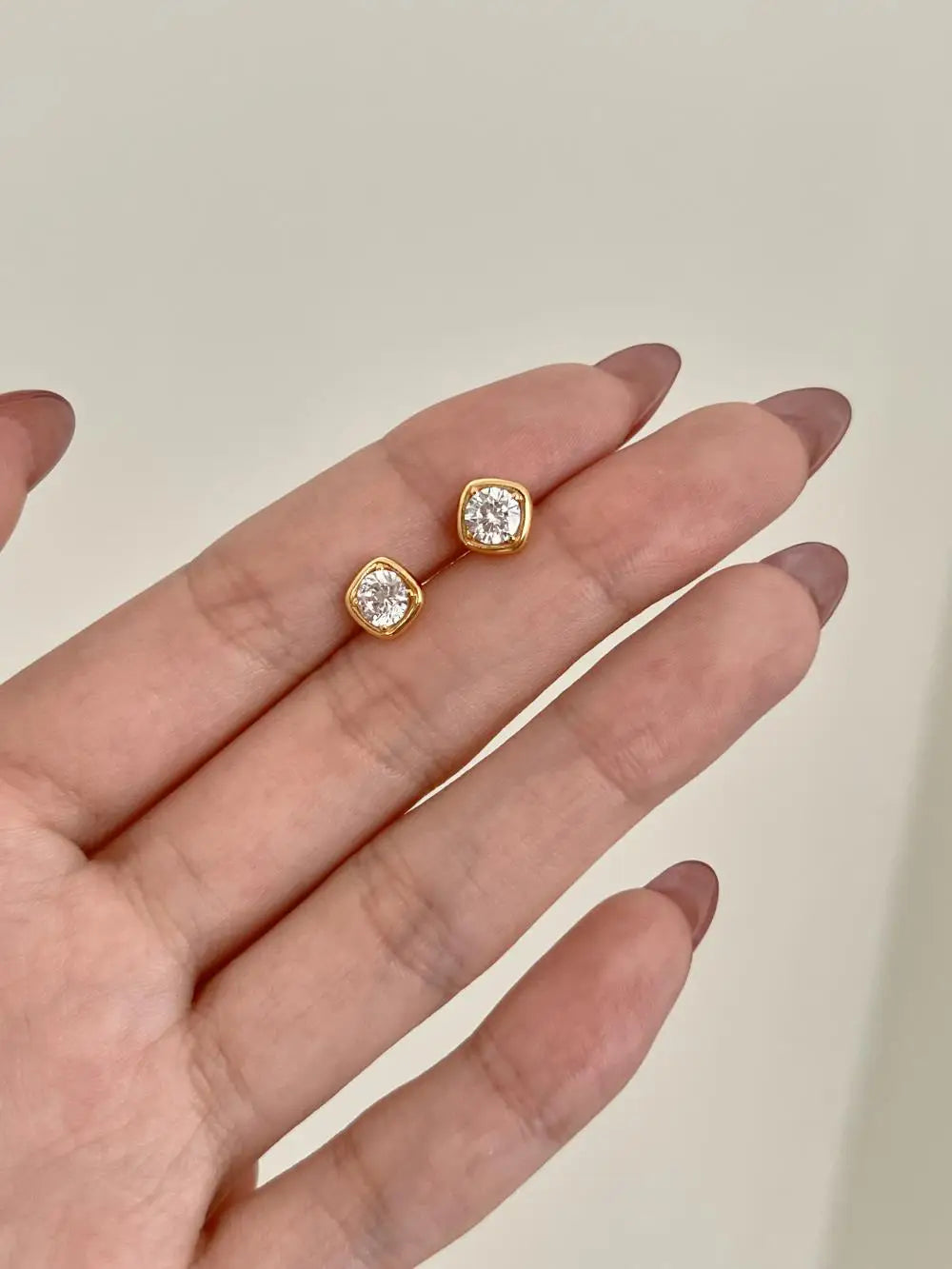KAKODIY Luxury Gold Plated Earrings 925 Sterling Silver Fine Jewelry Square Stud Earrings - product image 6