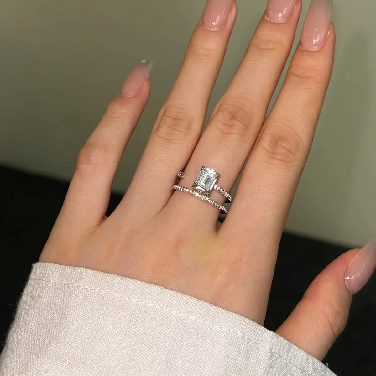925 Silver Emerald CZ Bridal Wedding Ring DY121097 product image 6