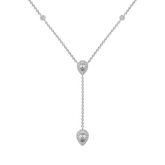 925 Silver Teardrop CZ Pendant Necklace DY190832 by KAKODIY