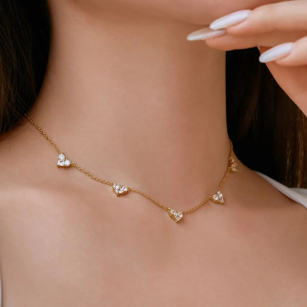 Delicate Design Wholesale S925 Silver Jewelry 18K Gold Plated Heart Pendant Necklace Cz Cubic Zirconia Necklaces for Women