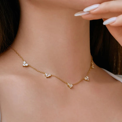 Delicate Design Wholesale S925 Silver Jewelry 18K Gold Plated Heart Pendant Necklace Cz Cubic Zirconia Necklaces for Women