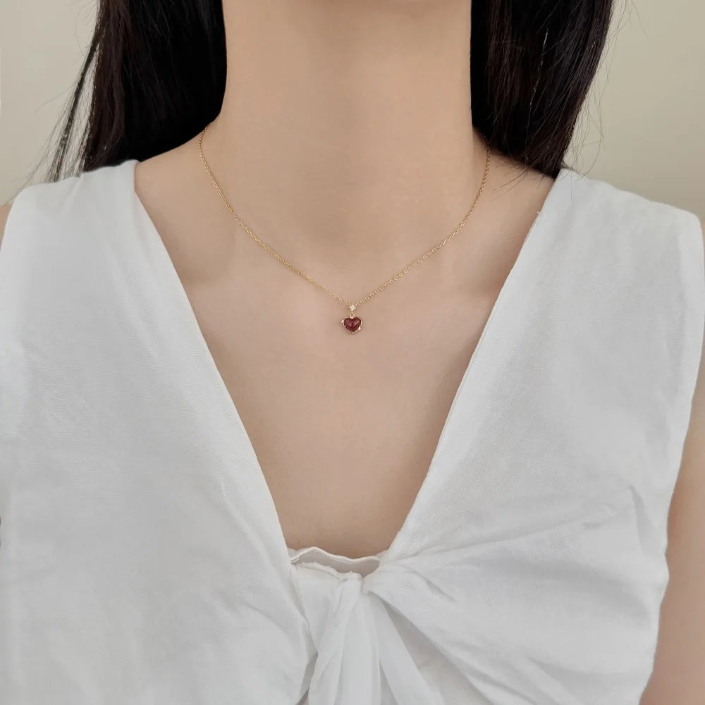 925 Silver Heart 5A CZ Pendant Necklace DY191717 product image 4
