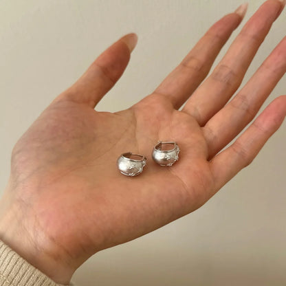 High Quality Frosted Surface 925 Sterling Silver Chunky U-Shape 5A Cubic Zirconia Clip on Earrings for Women Dress up