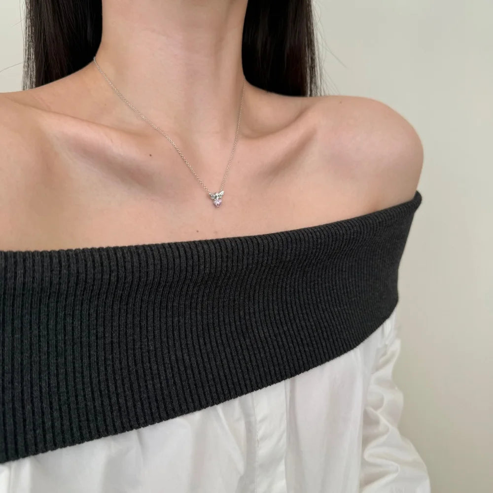 Tiny Cute Design Fine Jewelry Women S925 Silver Link Chain 5A Cubic Zirconia Stone Heart Bee Pendant Necklaces for Women