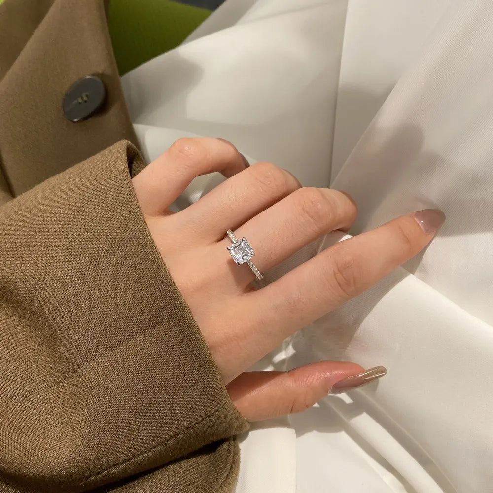 925 Sterling Silver Geometric 5A CZ Ring product image 5