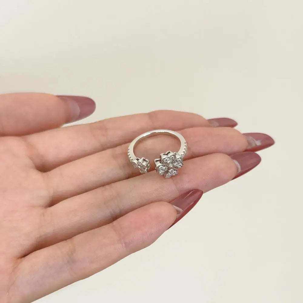 925 Sterling Silver Clover Bridal Engagement Ring product image 2