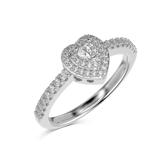 Classic Fine Fashion Women Jewelry S925 Silver Rhodium Plated Eternity Band Heart Shape Main Stone 5A Zircon Women Rings