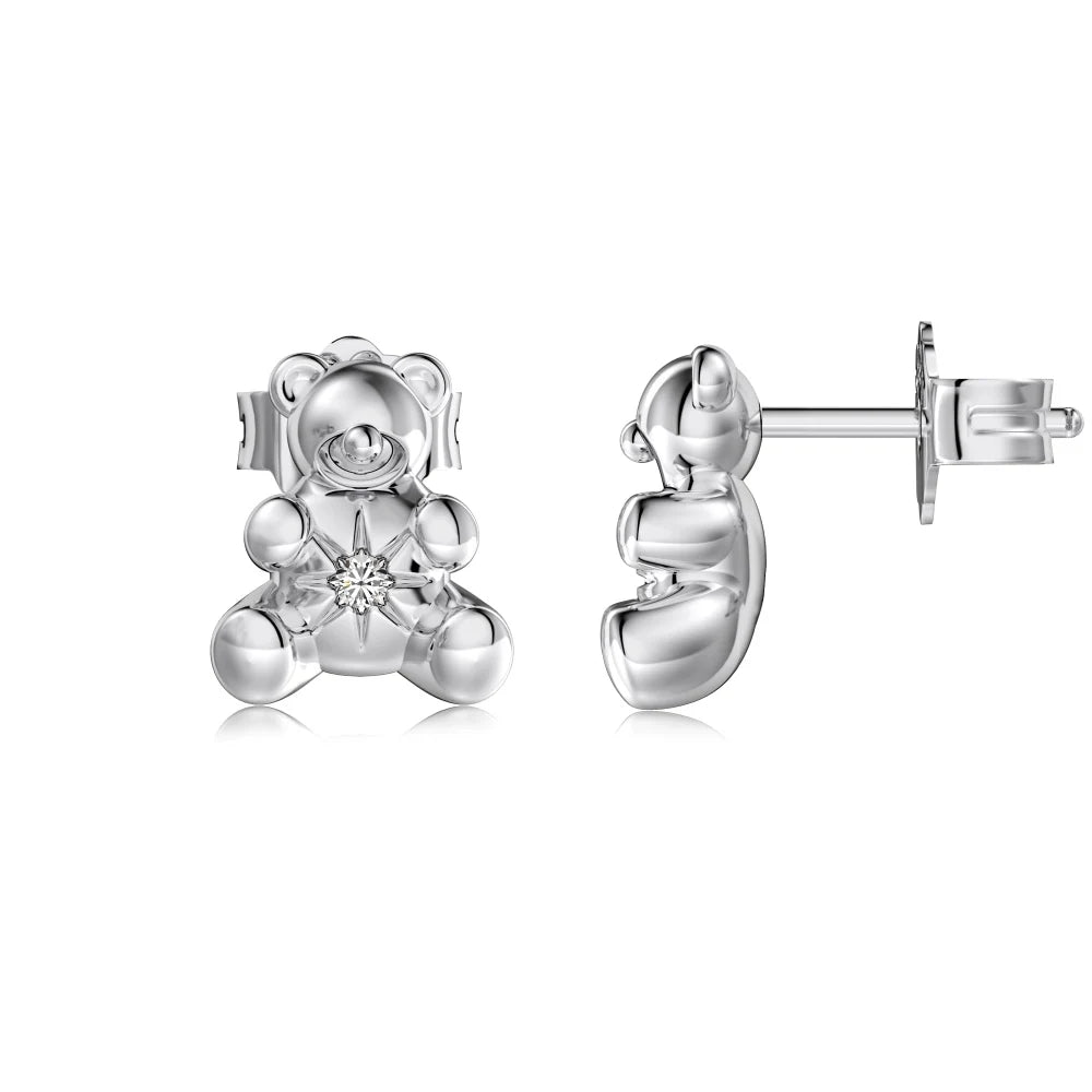 KAKODIY Cute Style Pearl 18K Gold Plated Teddy 925 Sterling Silver Earrings Zircon Cube Zircon Bear Stud Women's Earrings - product image 1