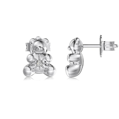 KAKODIY Cute Style Pearl 18K Gold Plated Teddy 925 Sterling Silver Earrings Zircon Cube Zircon Bear Stud Women's Earrings - product image 1