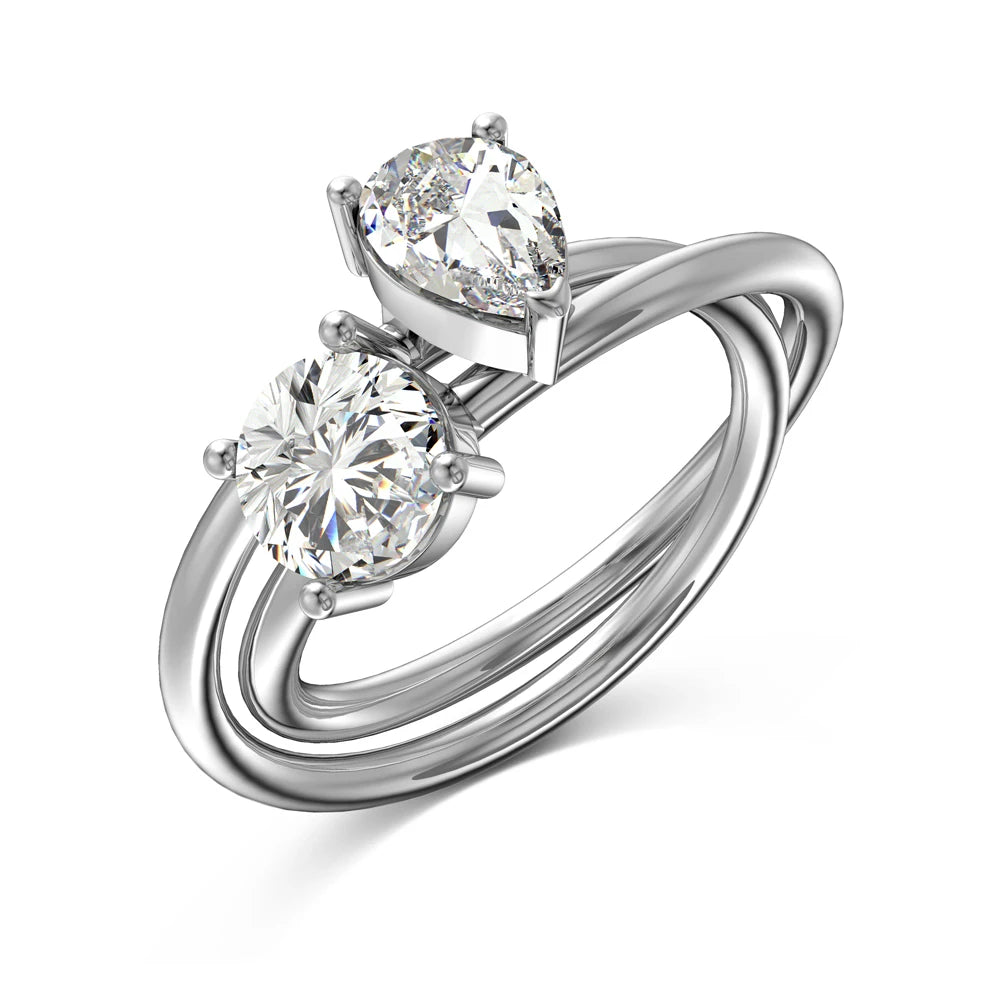 Dainty Fine Fashion Women Rings S925 Silver Crossed 2-Layers Double 5A Cubic Zirconia Wedding Promise Engagement Rings