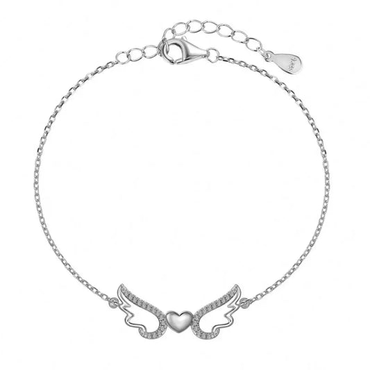 Fine Jewelry Oem Odm Boho 18K Gold Plated Unique Heart Cute Angel Wings Designer Bracelet Necklace Set Cz Bracelets Women