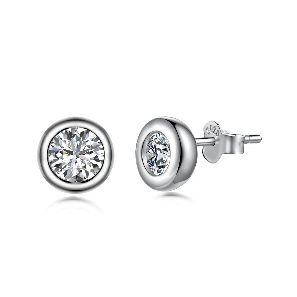 Korean Multicolor  S925 Silver Women Round Studs Earring Cubic Zirconia Stud Earrings for Women Jewelry Set