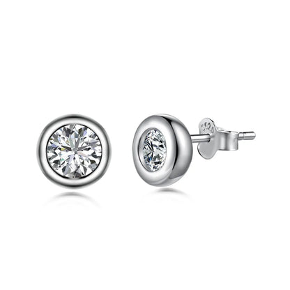 Korean Multicolor  S925 Silver Women Round Studs Earring Cubic Zirconia Stud Earrings for Women Jewelry Set