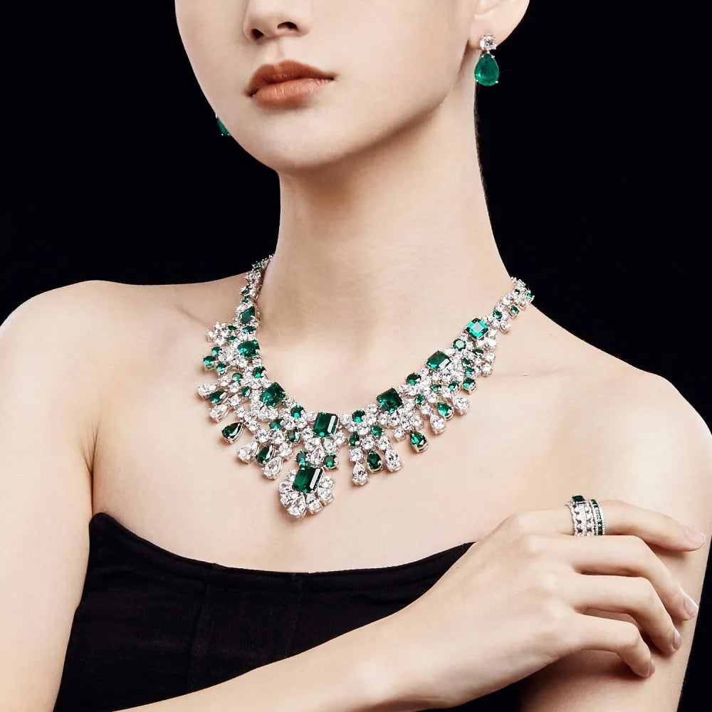 925 Sterling Silver Emerald CZ Tennis Necklace product image 4