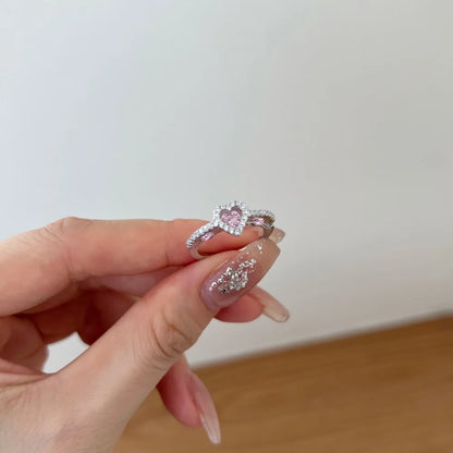Special Design Fine Fashion Jewellery S925 Silver Rhodium Plated Eternity Band 5A Zirconia Heart Promise Engagement Ring