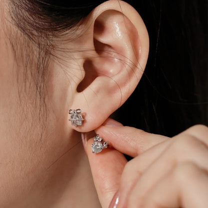 Sustainable Jewelry Factory 2025 Christmas Festival Xmas Gifts Elk 5A Cubic Zirconia S925 Silver Stud Earrings for Women